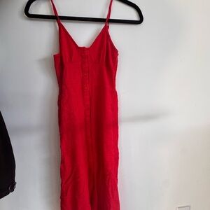 Billabong Red Button-Front Midi Slip Dress